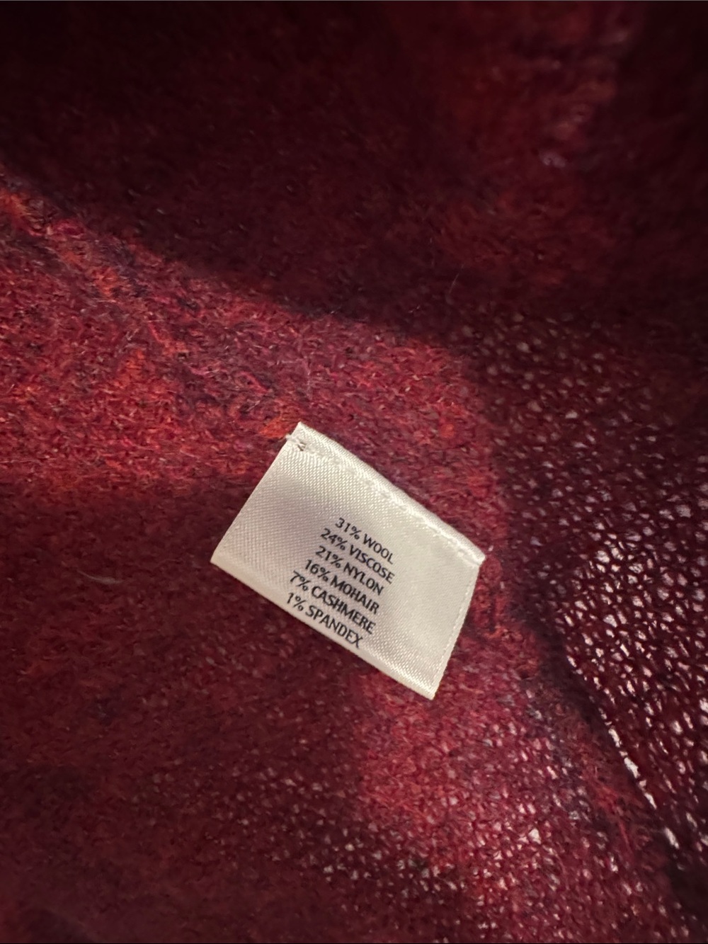 Eileen Fisher Open-Front Mohair Cashmere Wine Red Cardigan - Picture 3 of 4